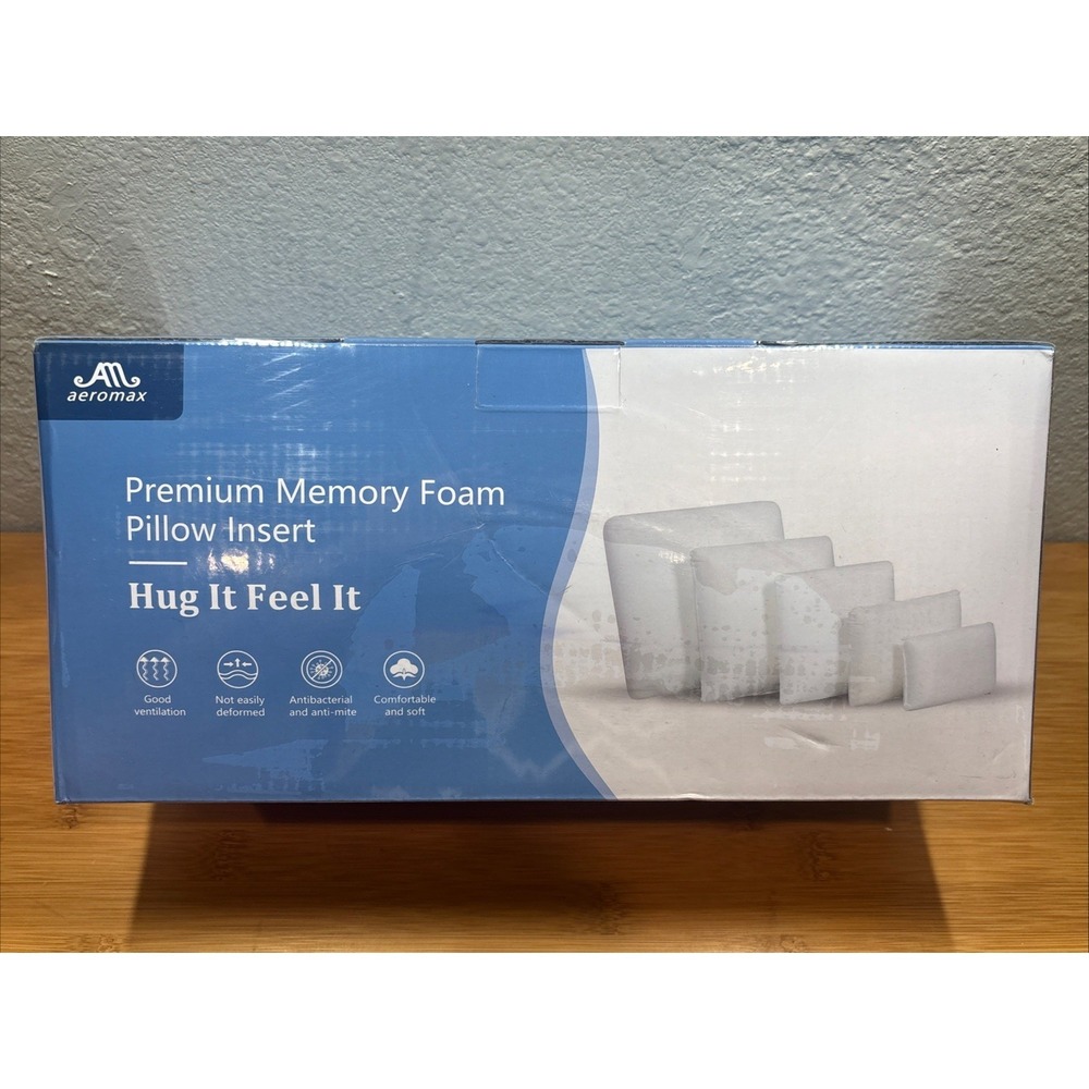 AM AEROMAX 16x16 Pillow‎ Insert Memory Foam Throw Pillow Insert Square.  Sealed!